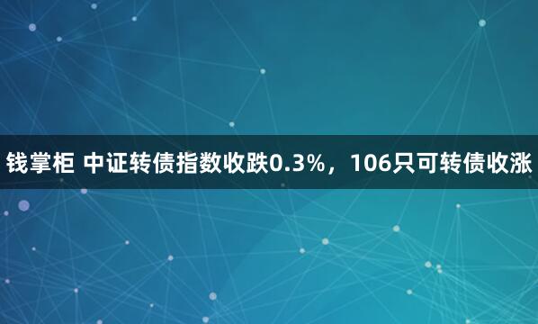 钱掌柜 中证转债指数收跌0.3%，106只可转债收涨